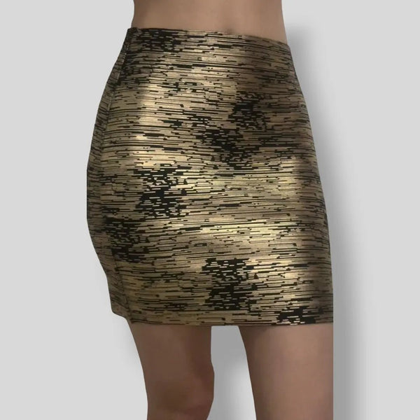 Load image into Gallery viewer, Bandage Skirt Mini - Black & Liquid Gold - SEXY DRESS CO.