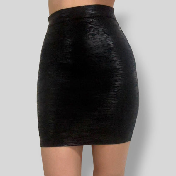 Load image into Gallery viewer, Bandage Skirt Mini - Black &amp; Liquid Black - SEXY DRESS CO.
